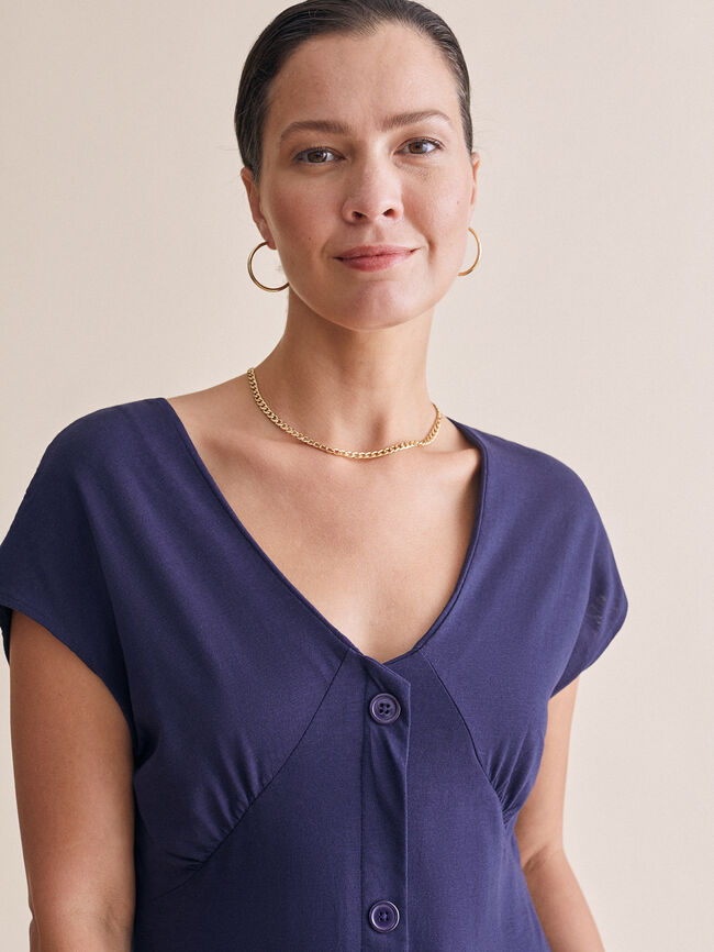 VESTIDO CON BOTONES CENTRALES marino claro