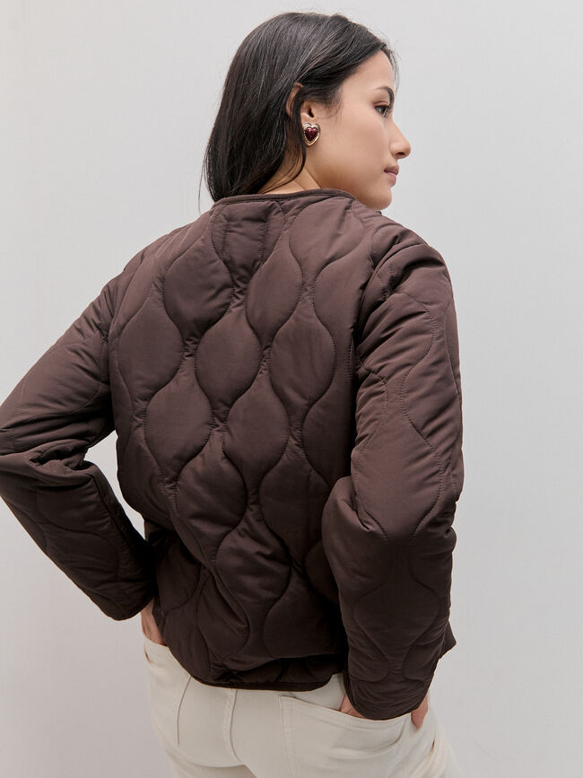 CHAQUETA ACOLCHADA CUELLO Marron Oscuro