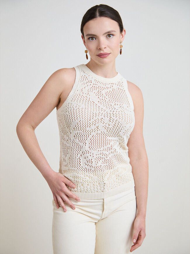 TOP CUELLO REDONDO Crudo