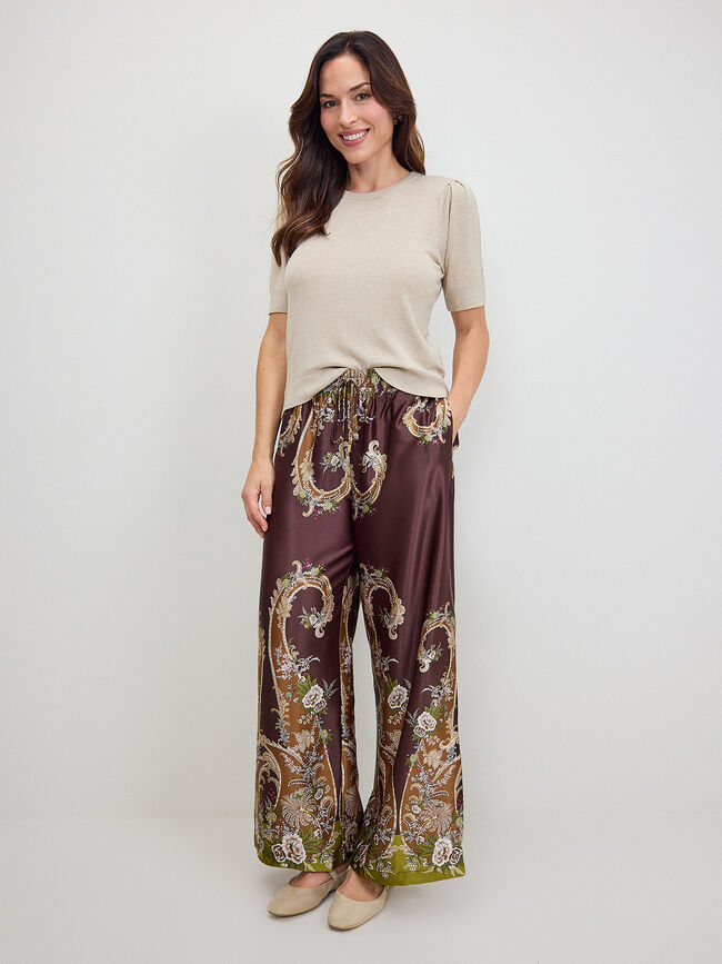 PANTALON LARGO ESTAMPADO Marron