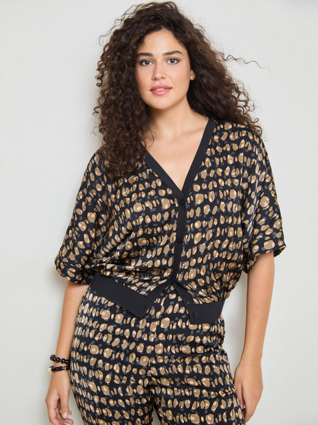 CHAQUETA FLUIDA ESTAMPADA Negro