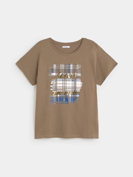 CAMISETA PINCELADAS CUADROS Gris image number null