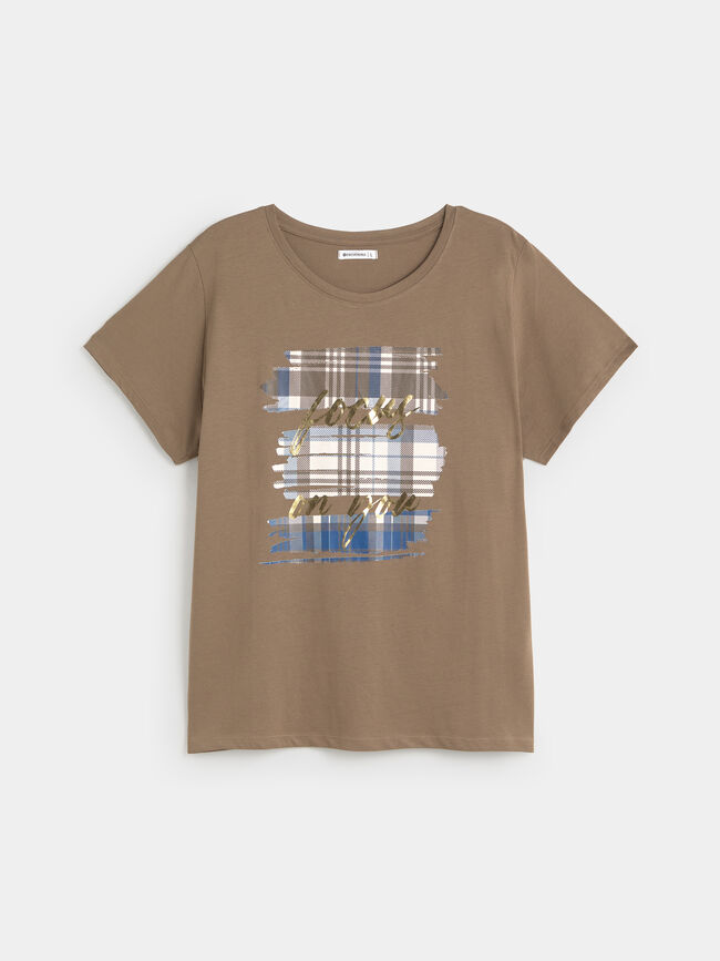 CAMISETA PINCELADAS CUADROS Gris