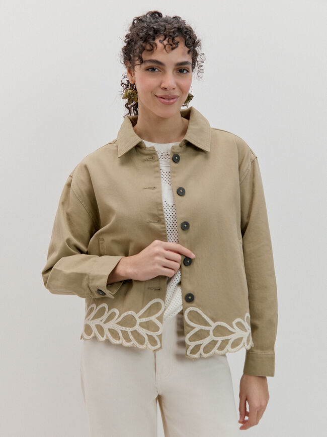 CHAQUETA BORDADA Kaki