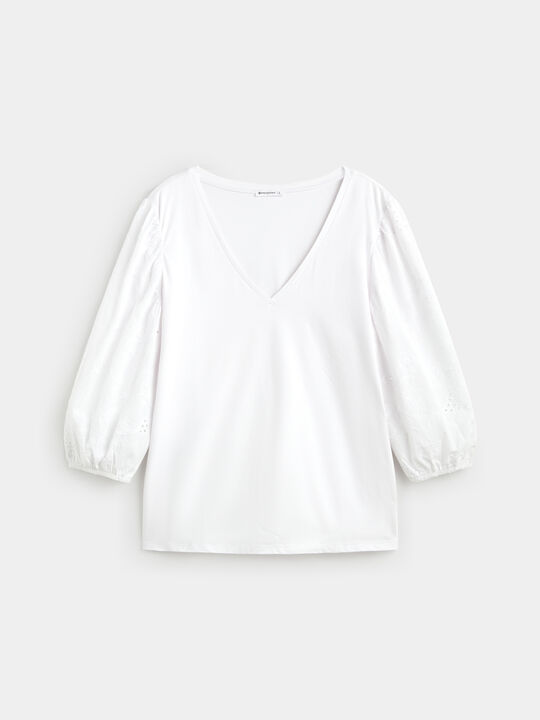 CAMISETA MANGA VOLANTE Blanco Optico image number null