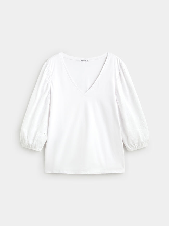 CAMISETA MANGA VOLANTE Blanco Optico