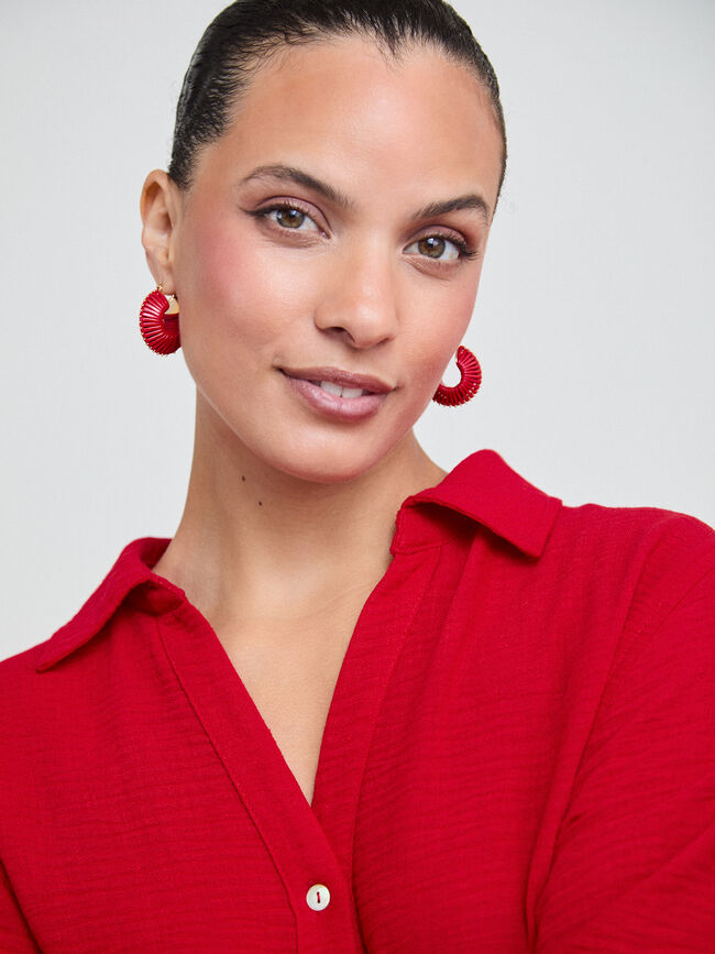 VESTIDO CAMISERO CORTO Rojo