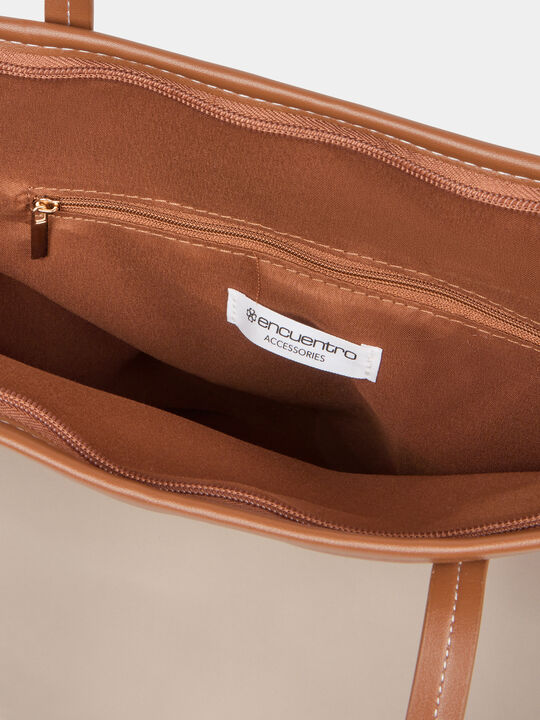 BOLSO SHOPPER COMBINADO PIEDRA OSCURO image number null