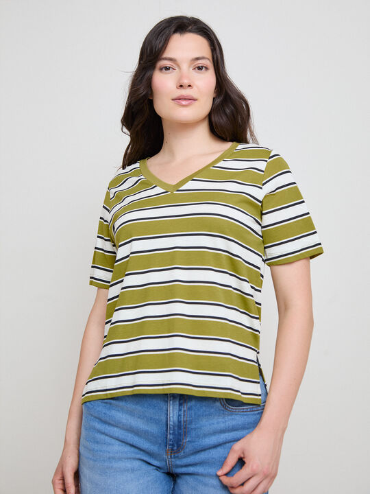 CAMISETA CUELLO PICO Rayas 2 image number null