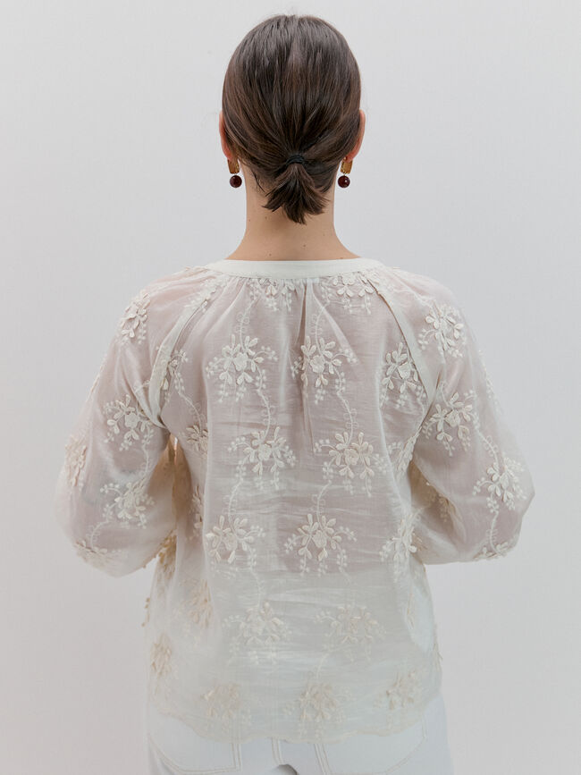 CAMISA FLOR 3D Beige