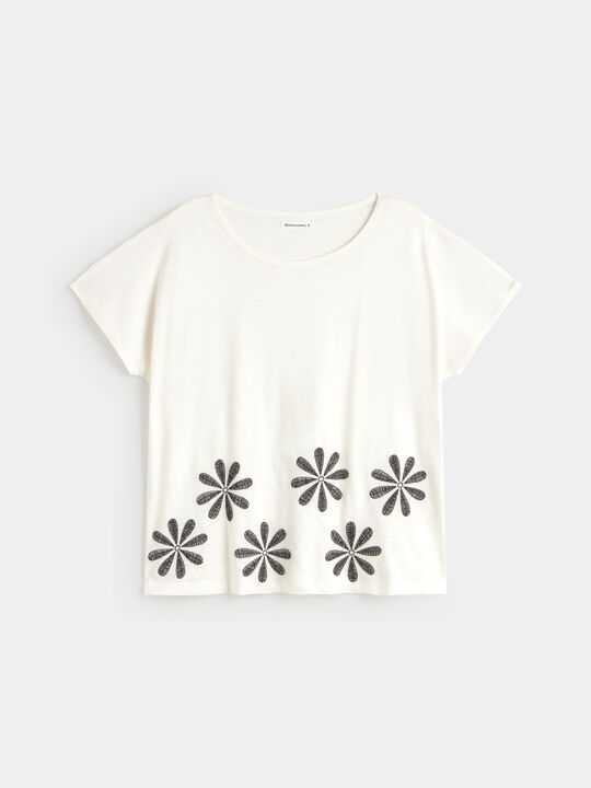 CAMISETA POSICIONAL FLORES Blanco Hueso image number null
