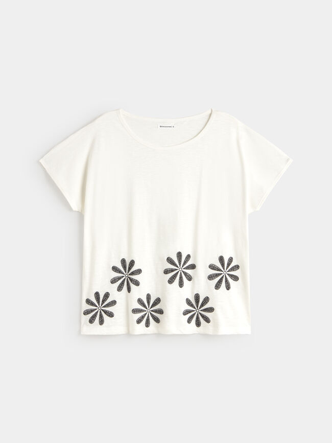 CAMISETA POSICIONAL FLORES Blanco Hueso