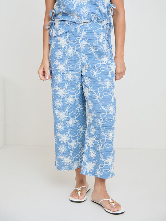 PANTAL&Oacute;N SET EYELET BORDADO Azul Chambray image number null