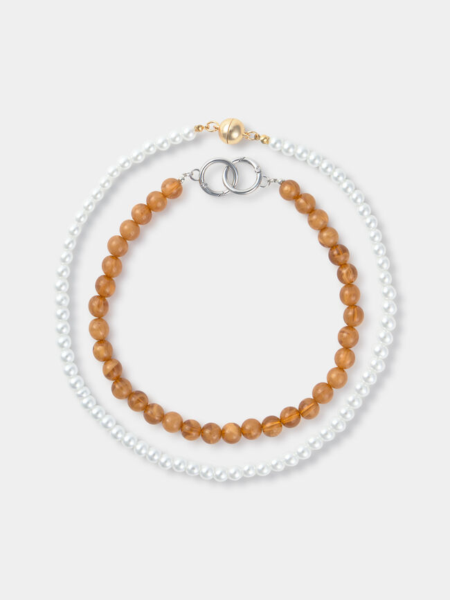 COLLAR DOBLE PERLAS Multicolor