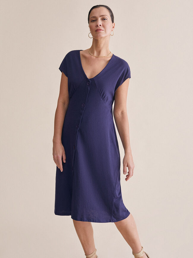 VESTIDO CON BOTONES CENTRALES marino claro