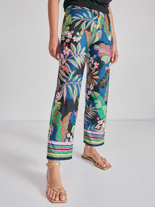 PANTALÓN FLUIDO ESTAMPADO Negro image number null
