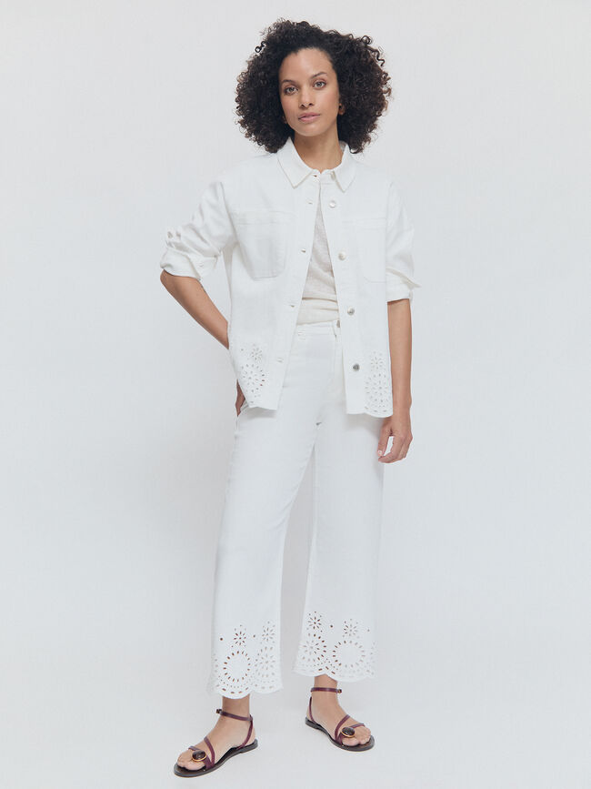 PANTALON BORDADO INGLES Blanco Optico