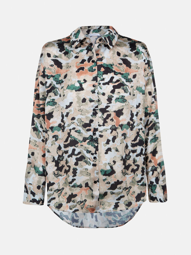Blusa satén etampado Kaki
