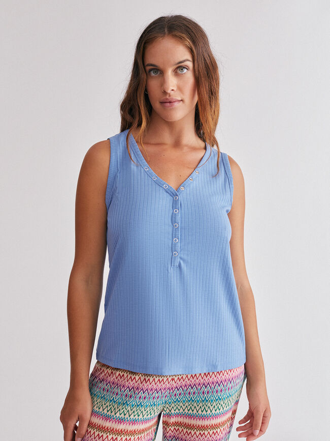 CAMISETA CANALÉ DETALLE BOTONES Azulon
