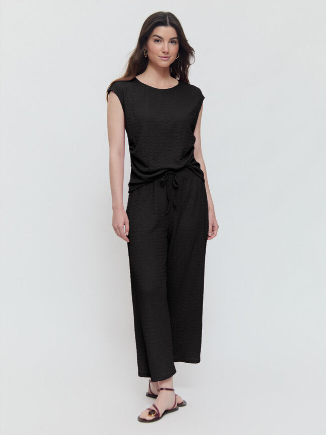 PANTALÓN EFECTO ARRUGADO Negro