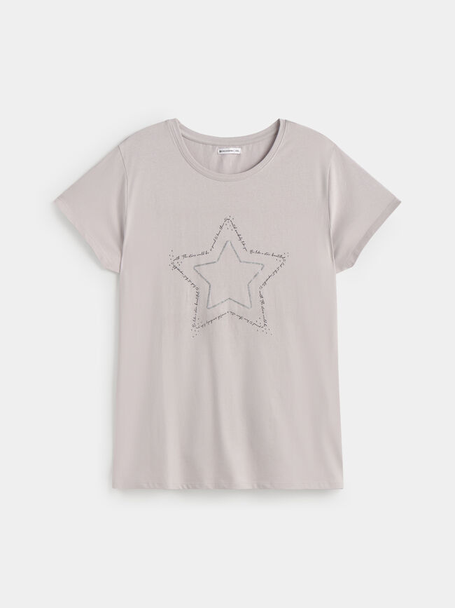 CAMISETA ESTRELLA BRILLO Gris