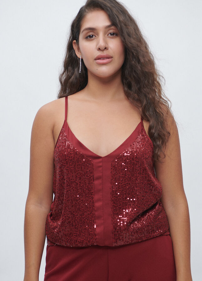 TOP LENTEJUELAS SATINADO Granate