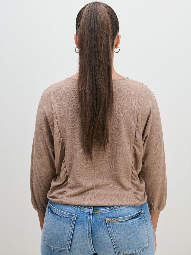 CAMISETA M 3/4 JACQUARD GOMACANILLAS AVENA TOSTADA