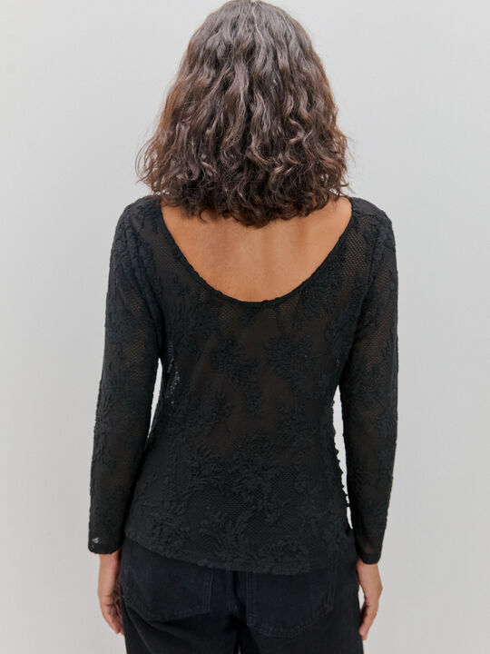 CAMISETA DETALLE TEXTURA Negro image number null