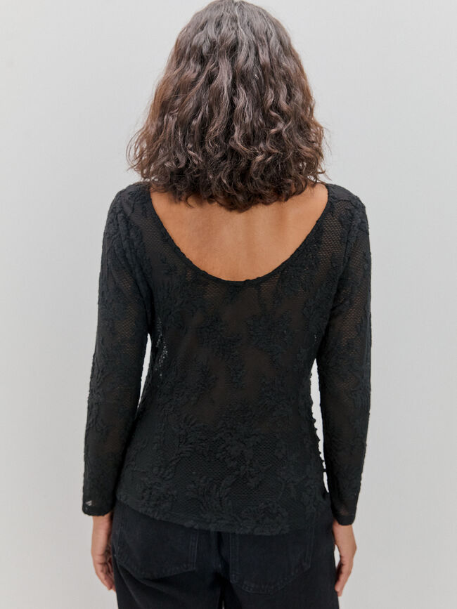 CAMISETA DETALLE TEXTURA Negro