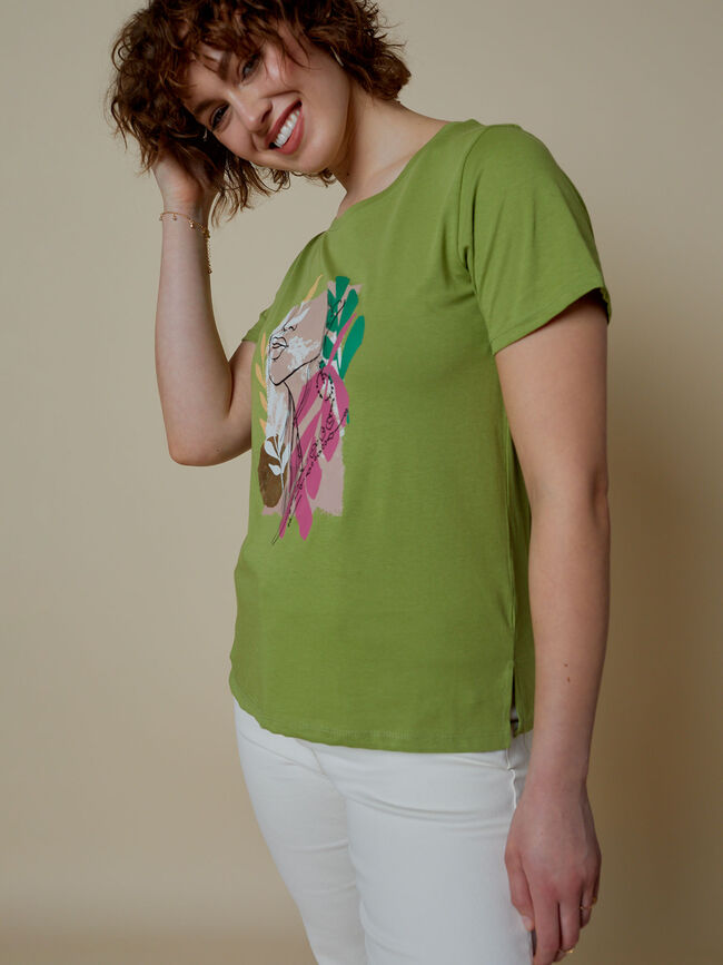Camiseta detalle silueta Kaki