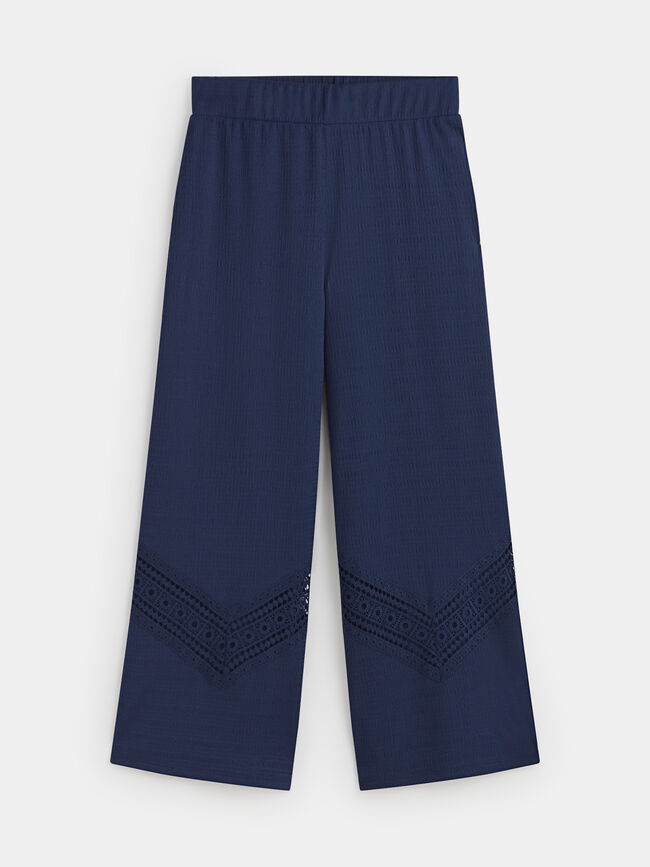 PANTALÓN TEXTURA BORDADO Azul Marino