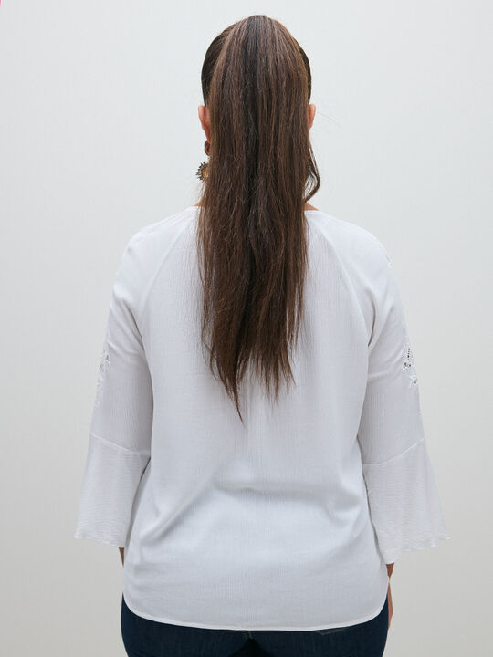 BLUSA BORDADA VOLANTES Blanco Optico image number null