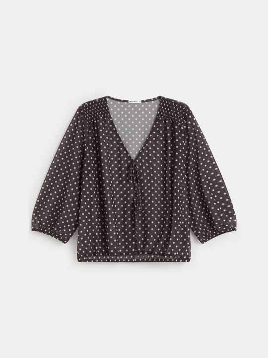 BLUSA TUL TOPOS GLOBO Marron image number null