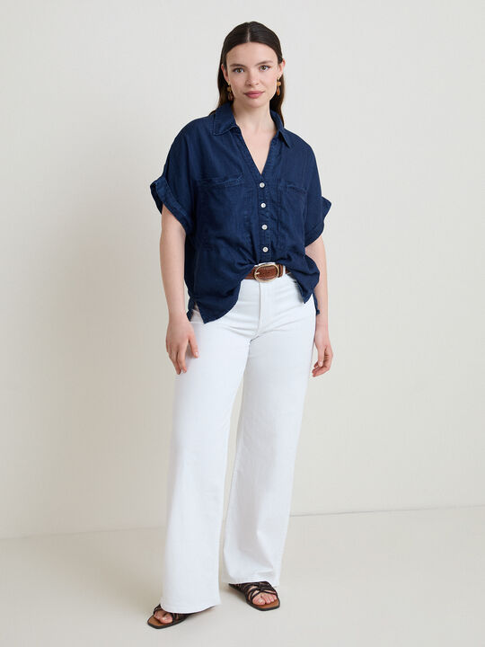 BLUSA FLUIDA INDIGO Azul Marino image number null