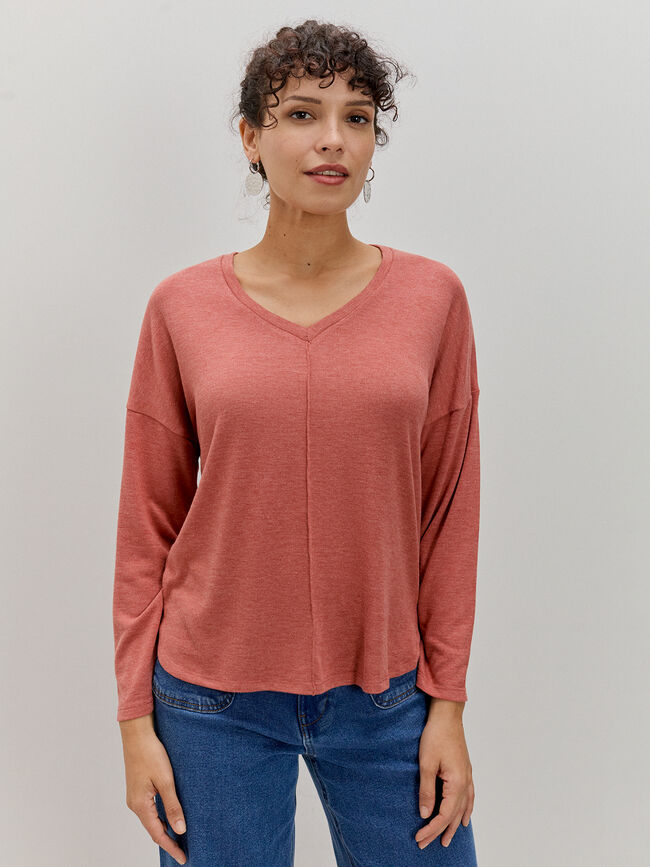 CAMISETA MANGA LARGA Arcilla