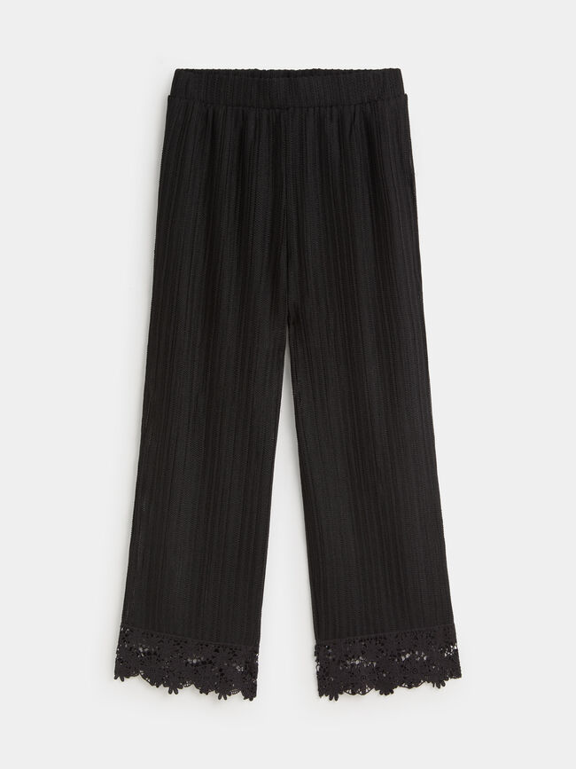 PANTALON DETALLE CROCHET Negro