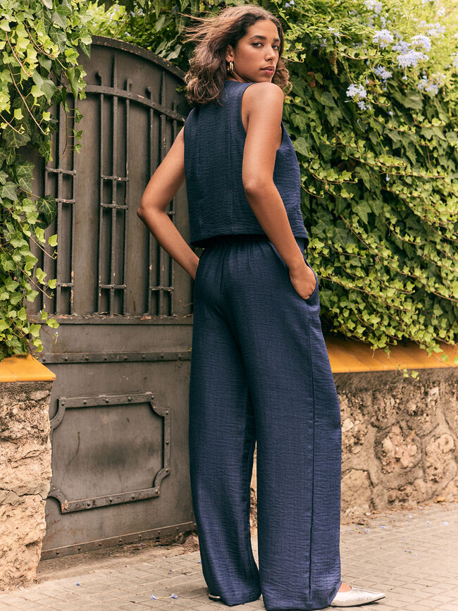 PANTALON RECTO RUSTICO Azul Marino
