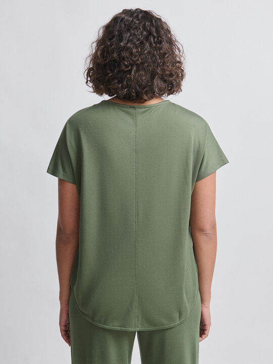 CAMISETA BAJO REDONDEADO Verde oscuro image number null