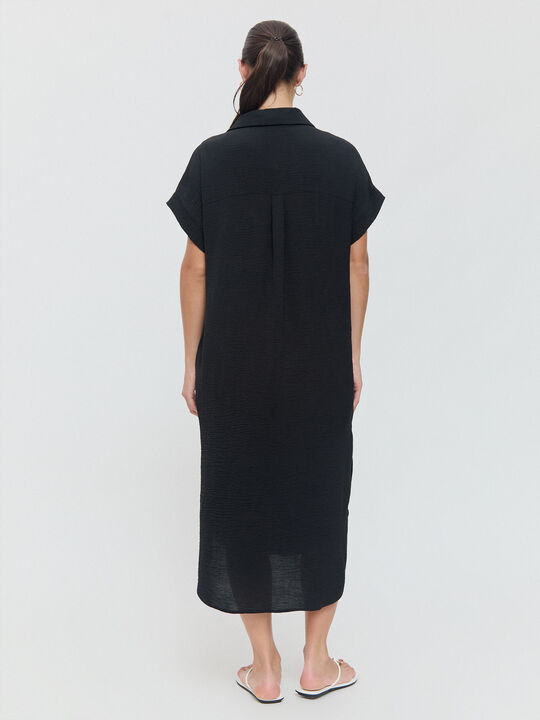 VESTIDO CAMISERO MIDI Negro image number null