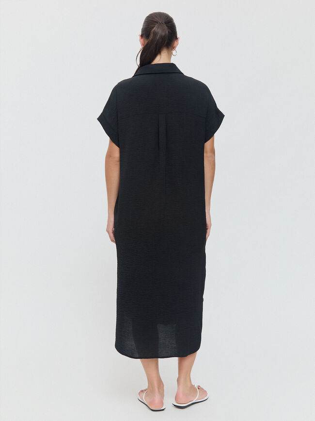 VESTIDO CAMISERO MIDI Negro