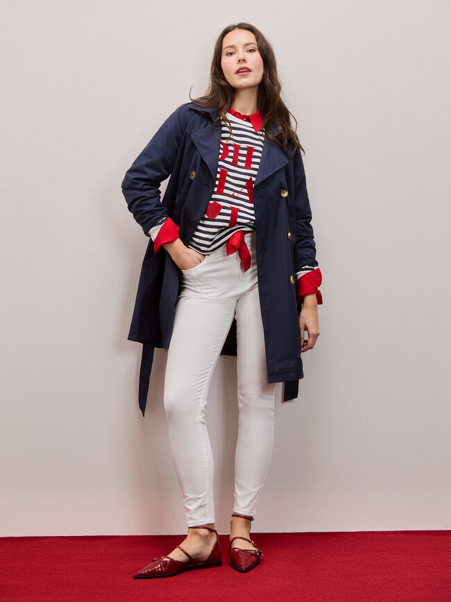 GABARDINA LARGA BOTONES Azul Marino