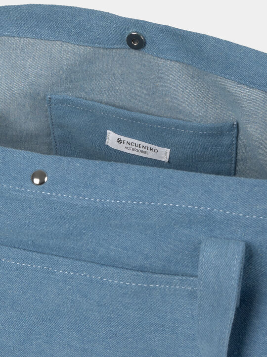 TOTE BAG DENIM Mid Blue Wash image number null