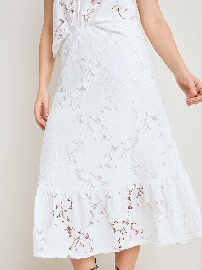 FALDA ENCAJE FLORES Blanco Optico