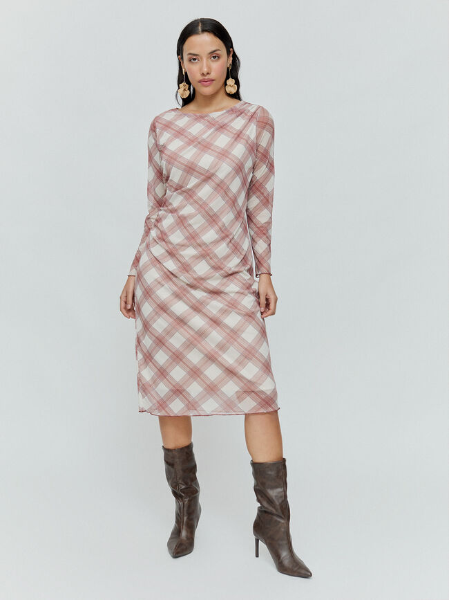 VESTIDO TUL FRUNCES Beige