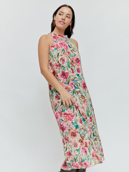 VESTIDO HALTER Blanco Hueso image number null