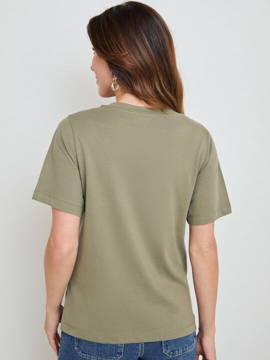 CAMISETA CUELLO PICO Kaki image number null