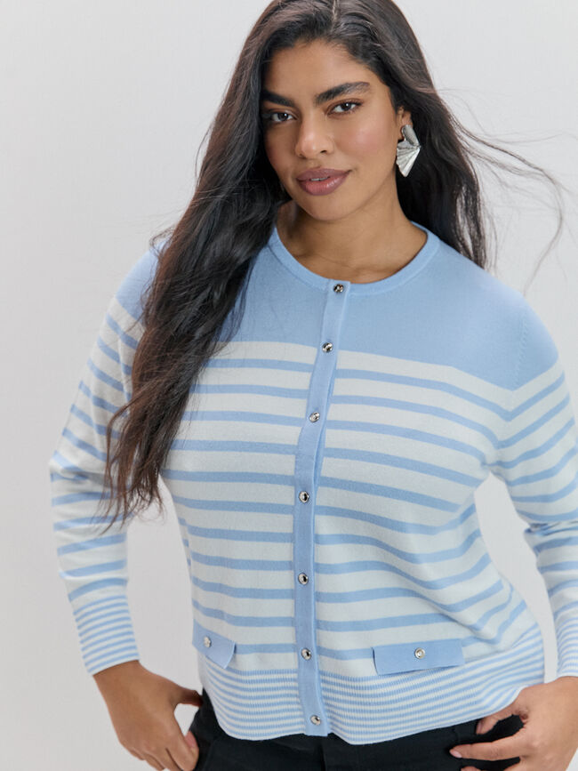 C&Aacute;RDIGAN RAYAS Azul Claro