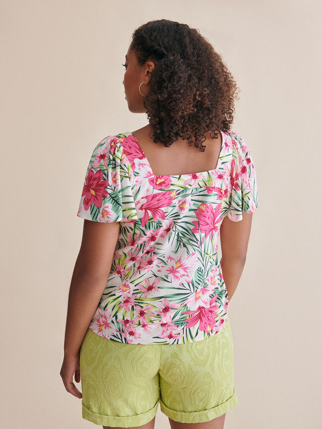 Blusa manga volante Fucsia Claro