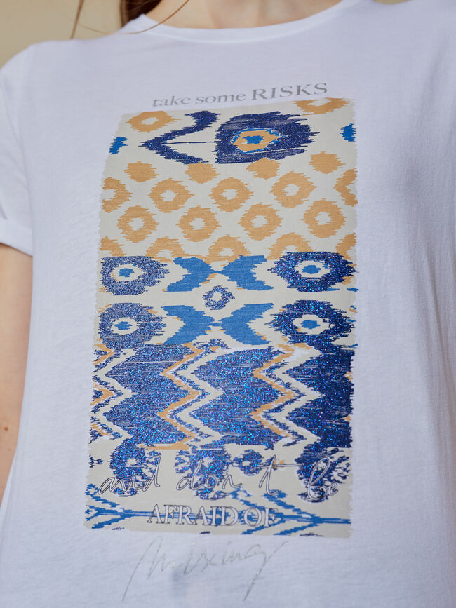 Camiseta detalle estampado Blanco Optico
