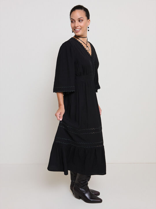 VESTIDO LARGO ONDULINA Negro image number null